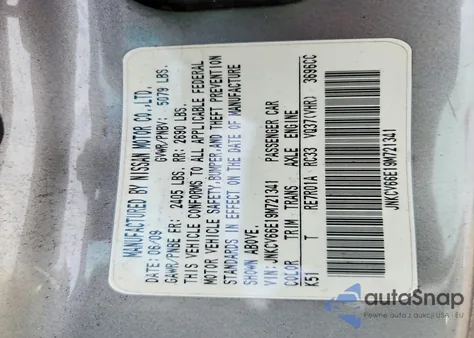 2009 Infiniti G37 Base z USA, uszkodzony, nr VIN JNKCV66E19M721341